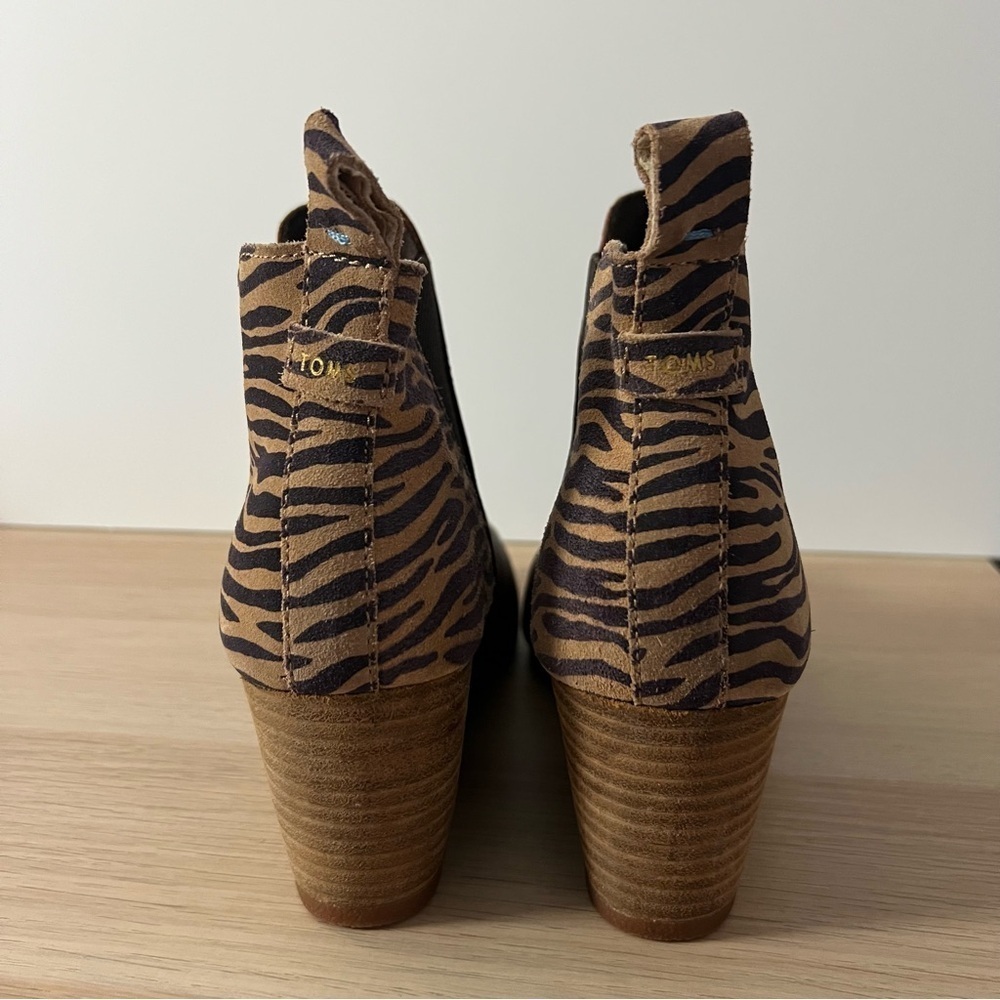 TOMS Brown Wedge Ankle Boots with Animal Print - Picture 9 of 13